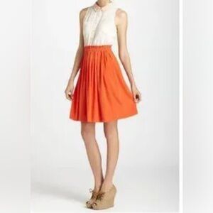 Anthropologie Postmark Ivory/Orange Colorblocked Shirt Dress